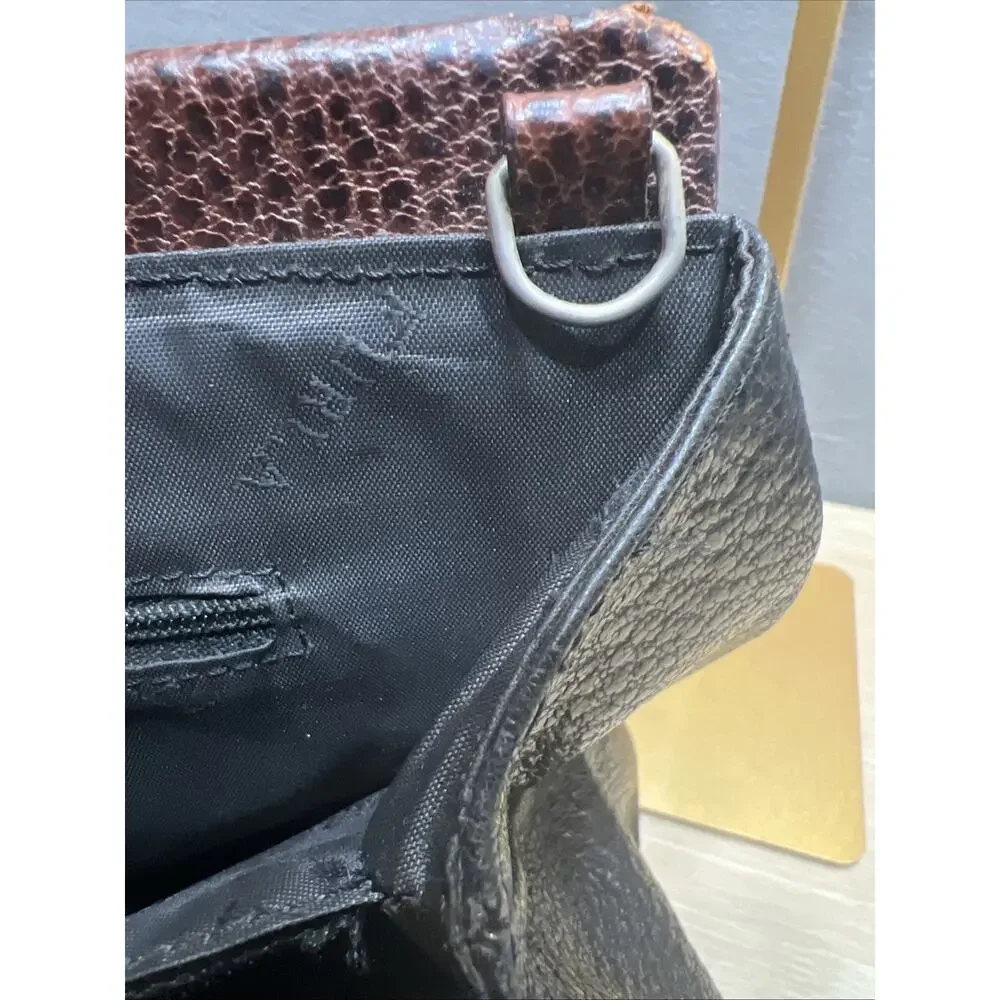 VGT Furla Made In Italy Pebble Handbag/Crossbody Bag Two Tone Color Black/Brown - Picture 9 of 16
